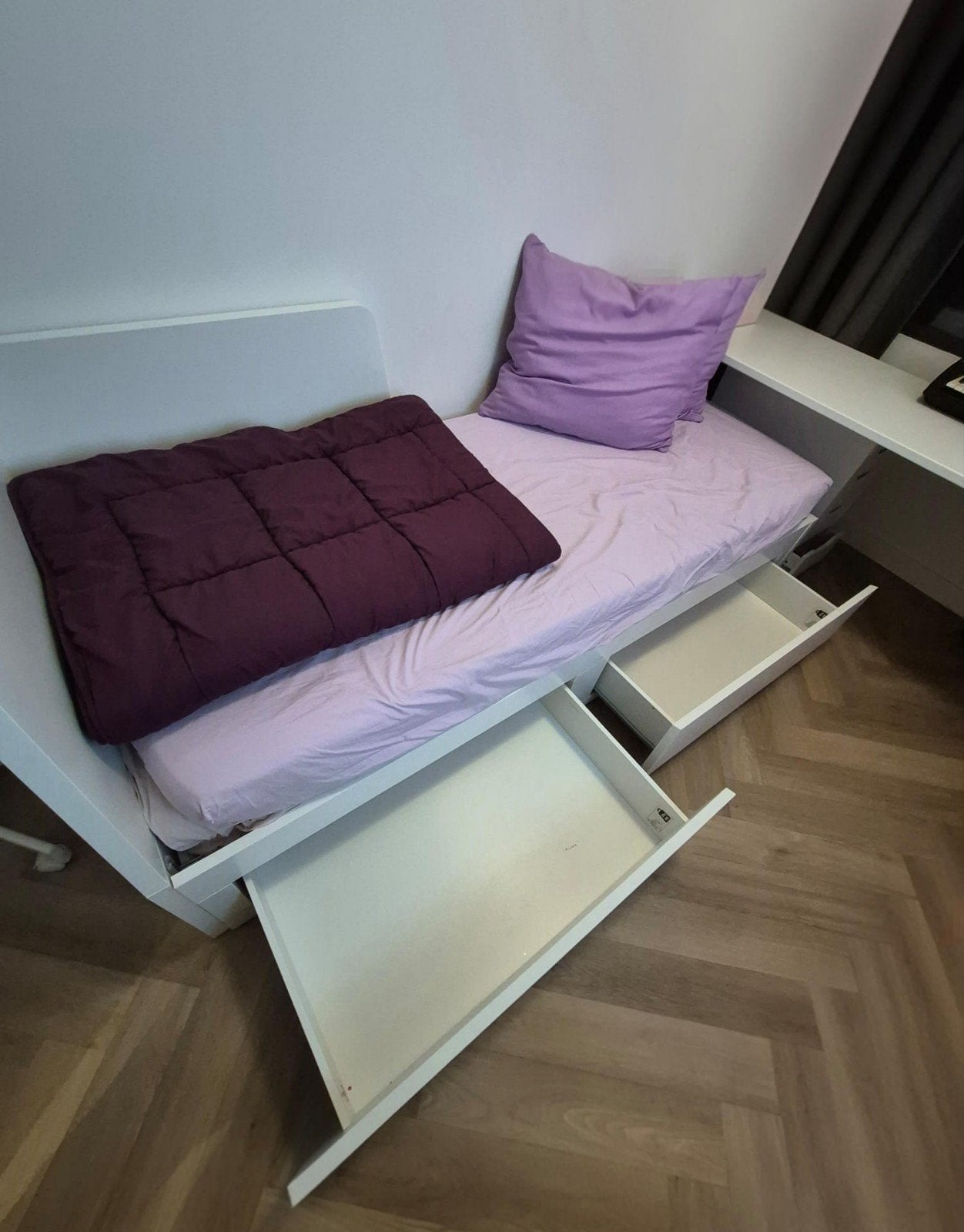 BRIMNES ikea Bedbank met 2 lades - wit incl matrassen, Ophalen, Gebruikt, Eenpersoons, Wit