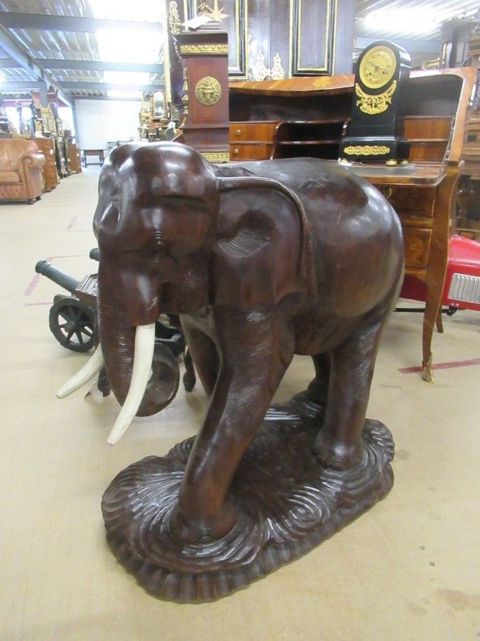 Oer 10868 grote vintage houten olifant, hoogte 76 cm, Antiek en Kunst, Ophalen