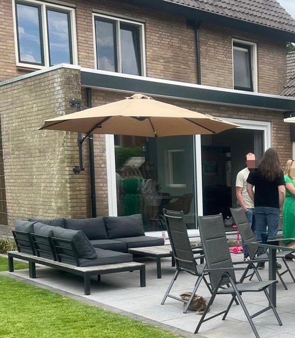 VidaXL Muurparasol Taupe, Kantelbaar, Ophalen of Verzenden, 3 tot 4 meter, Zweefparasol