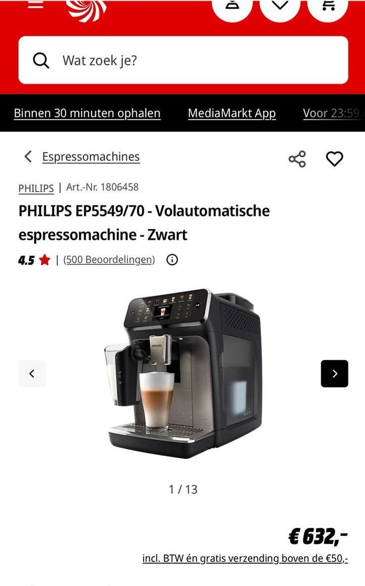 Philips 5500 Series LatteGo Volautomatische Espressomachine, Witgoed en Apparatuur, Koffiezetapparaten, Afneembaar waterreservoir