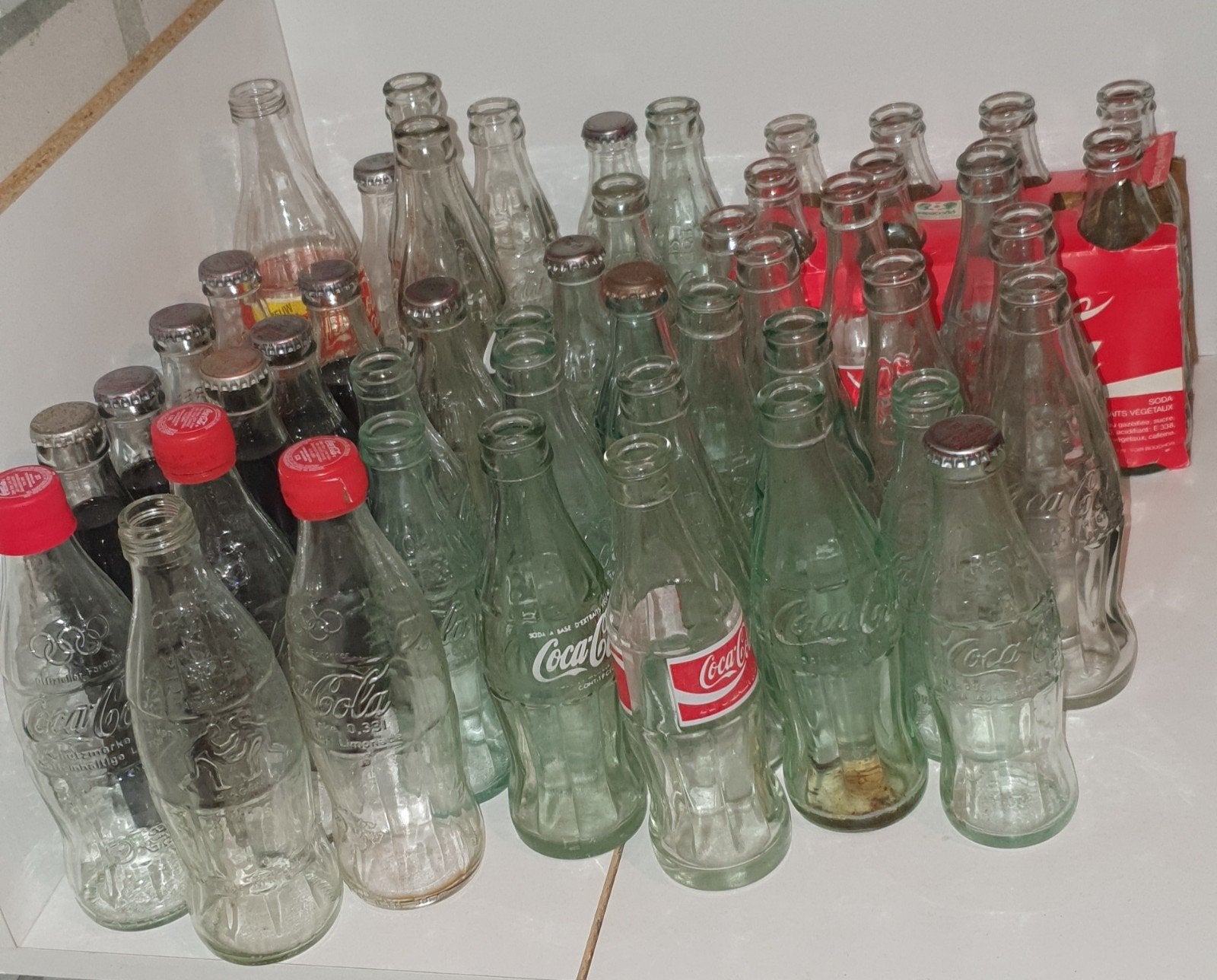 Partij oude Coca-Cola  flesjes, frisdrank, Verzamelen, Glas en Borrelglaasjes, Ophalen, Overige typen