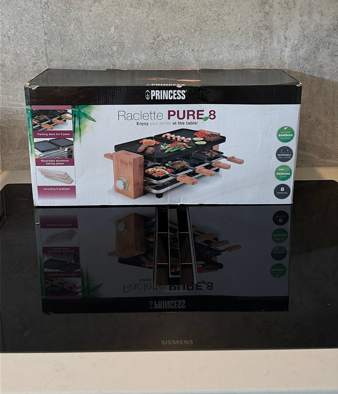 Princess Raclette Pure 8 gourmet/raclette set (evt. 2 sets!), Ophalen, Gebruikt, 8 personen of meer
