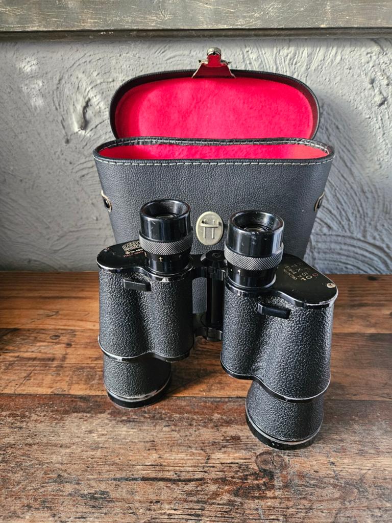 Vintage Rainbow Verrekijker 7x50 met originele tas, Gebruikt, Minder dan 8x, Met hoes of tas, Porro (met knik)