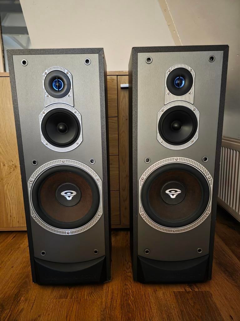 Cerwin-Vega V-10F set + Onkyo versterker + center, Audio, Tv en Foto, Luidsprekers, Gebruikt, 120 watt of meer, Front, Rear of Stereo speakers