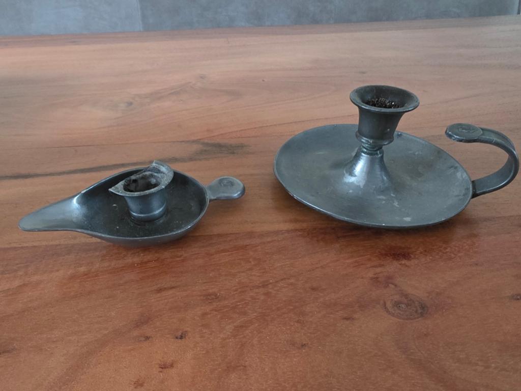 Tinnen kandelaars, Ophalen of Verzenden