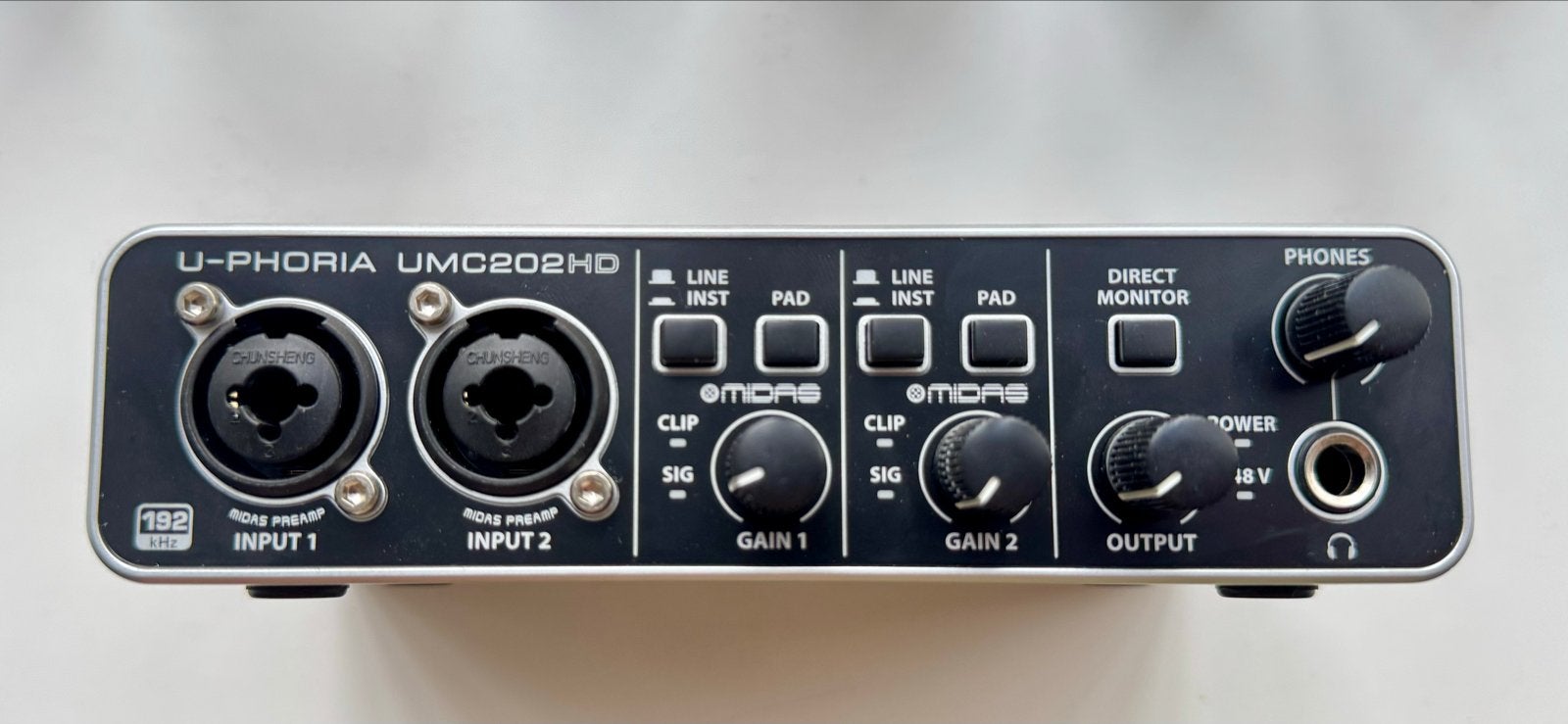Behringer U-Phoria UMC202HD Audio Interface, Ophalen of Verzenden, Zo goed als nieuw, Minder dan 5 kanalen, Microfooningang