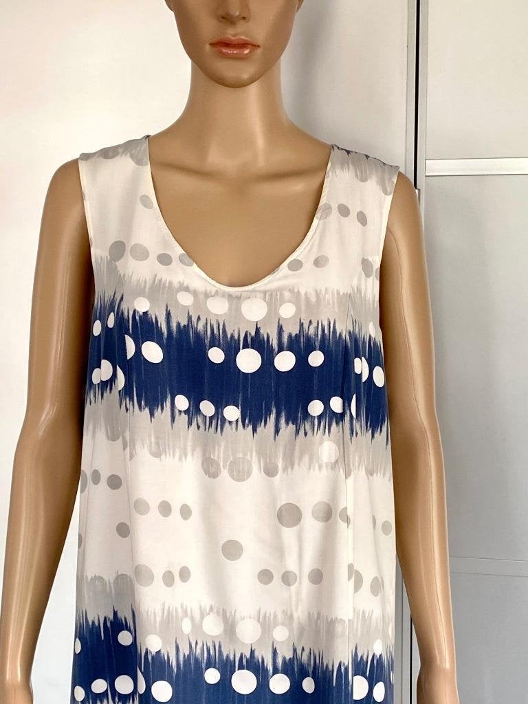 J438 La Fee Maraboutee maat 42=L jurk jurkje blauw/wit/grijs, La Fee Maraboutee, Blauw, Maat 42/44 (L), Ophalen of Verzenden