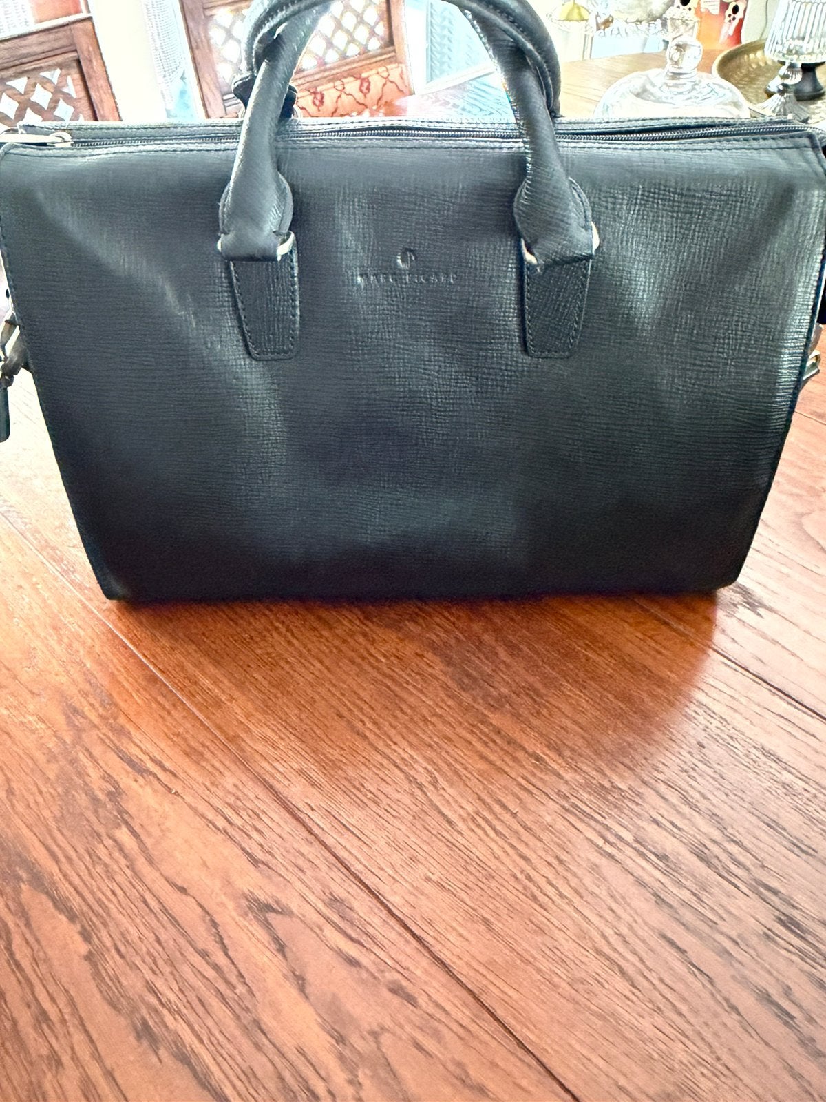 Mooie leren laptop tas zwart Marc Picard, Ophalen of Verzenden, Zo goed als nieuw