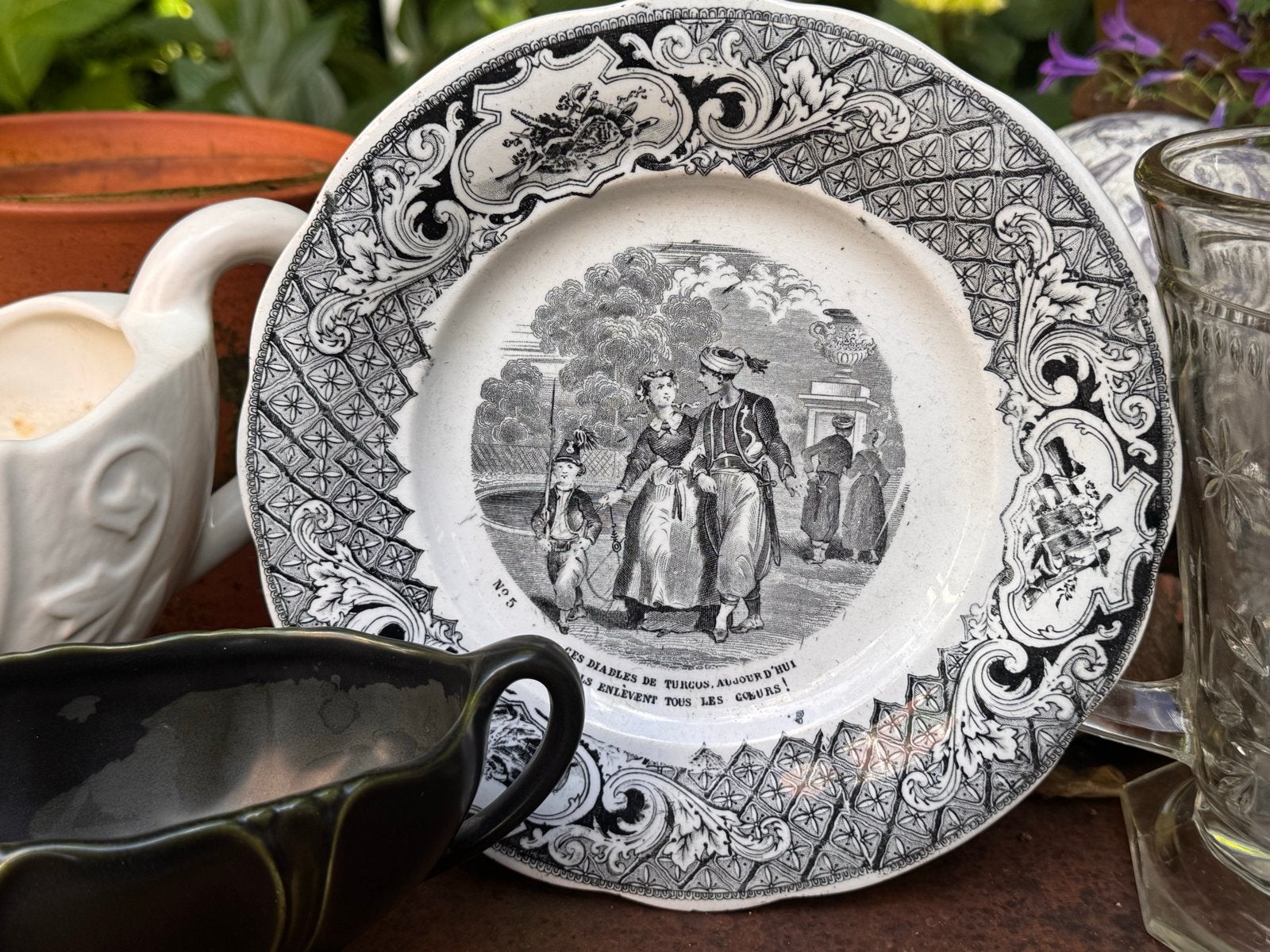 Antiek Creil & Montereau Assiette Parlante, 19e Eeuw, Ophalen of Verzenden