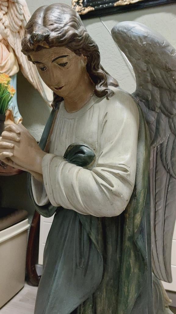 Antiek religieus beeld kerkbeeld engel altaar engel 94 cm, Antiek en Kunst, Ophalen