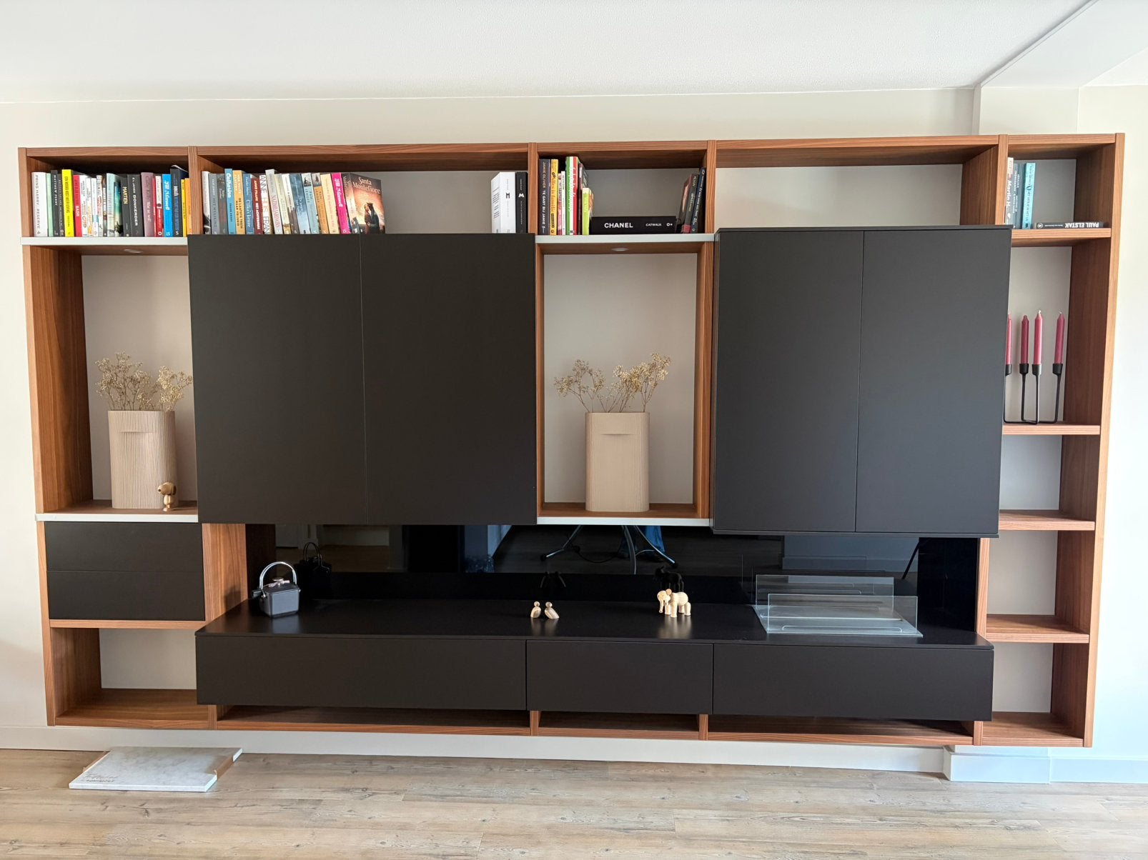 Interstar wandkast/televisiekast met haard, Huis en Inrichting, Ophalen of Verzenden, Zo goed als nieuw, Minder dan 150 cm, Minder dan 100 cm