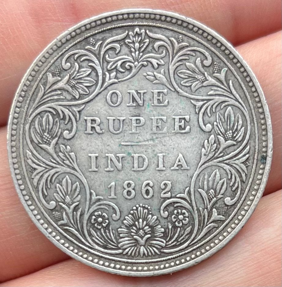 Rupee Brits India 1862 zilver VF+, Ophalen of Verzenden, Zuid-Azië, Losse munt, Zilver