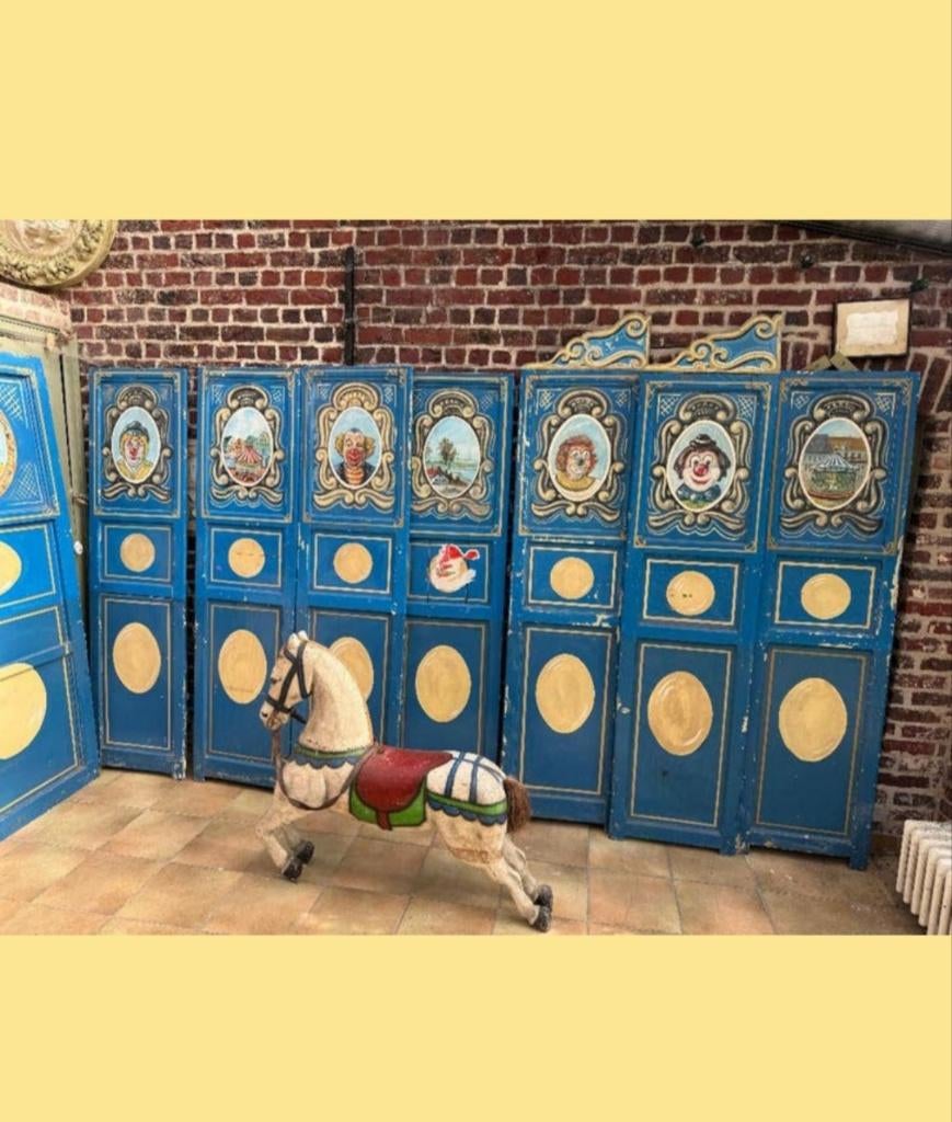 Antieke kermis panelen met houten paard, Antiek en Kunst, Curiosa en Brocante, Ophalen