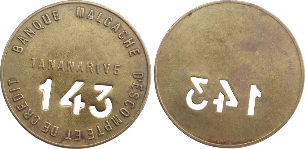 Jeton, Madagascar, Banque Malgache, Tananarive, Verzenden, Overige landen, Losse munt