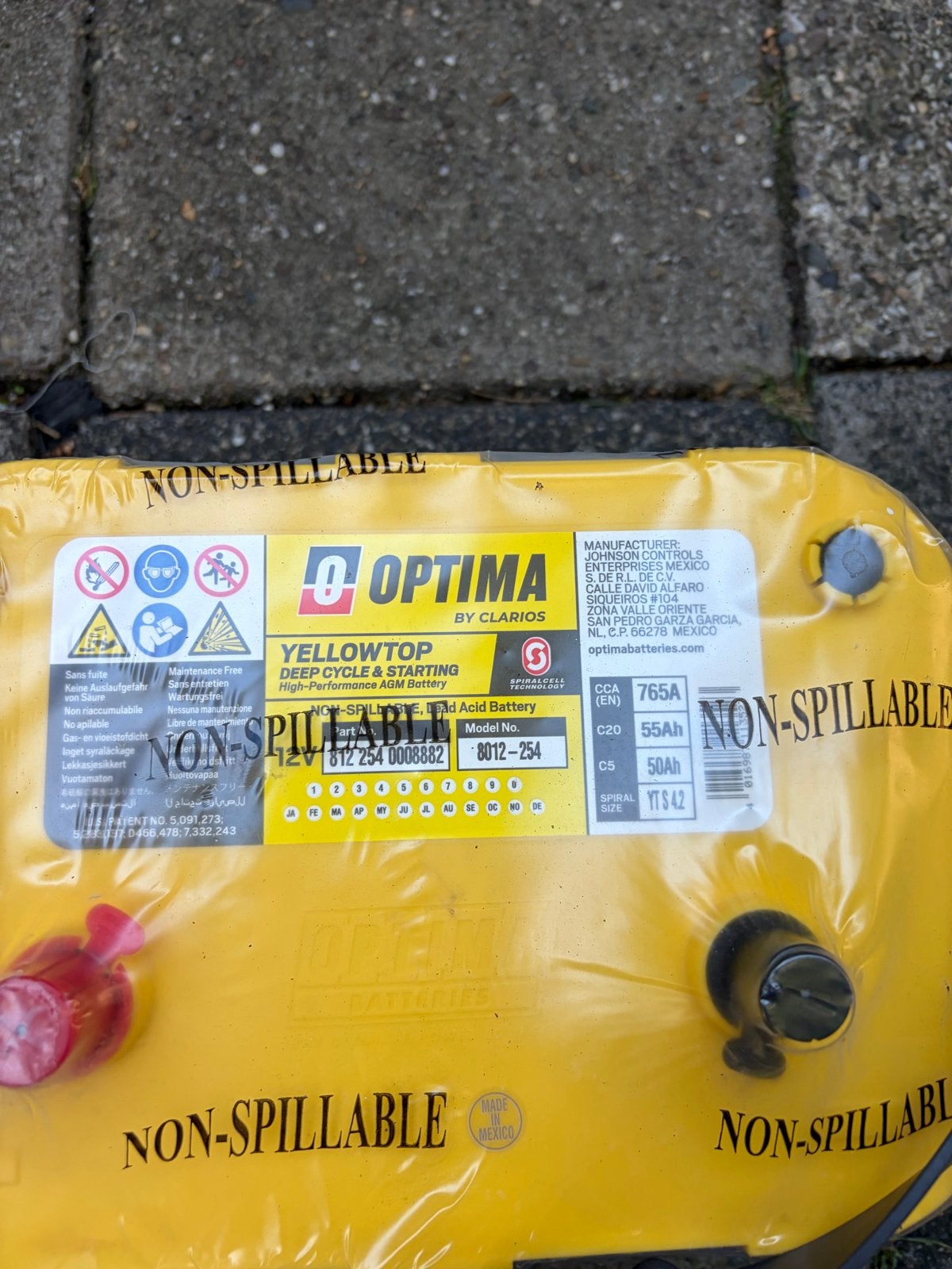 2 Nieuwe Optima Yellowtop Accu's 12V 55Ah (8012-254), Ophalen, Nieuw, Universele onderdelen