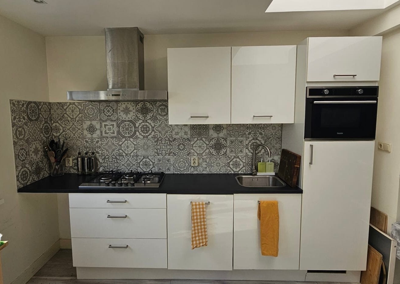 Witte hoogglans rechte keuken 3,15m + apparatuur, Ophalen, Wit, Enkelwandige keuken, Hoogglans of Gelakt