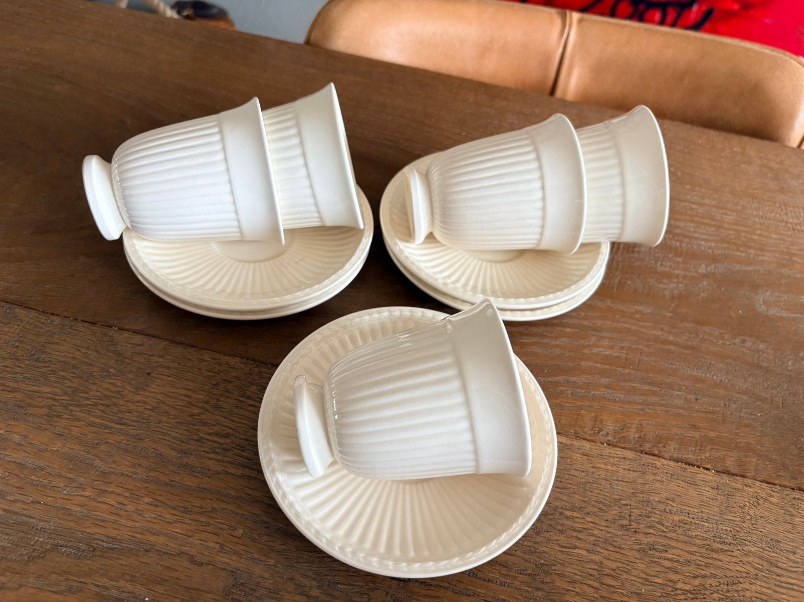 Wedgwood Edme Plain kop en schotel (5 stuks)., Ophalen, Zo goed als nieuw, Porselein, Kop(pen) en/of Schotel(s)
