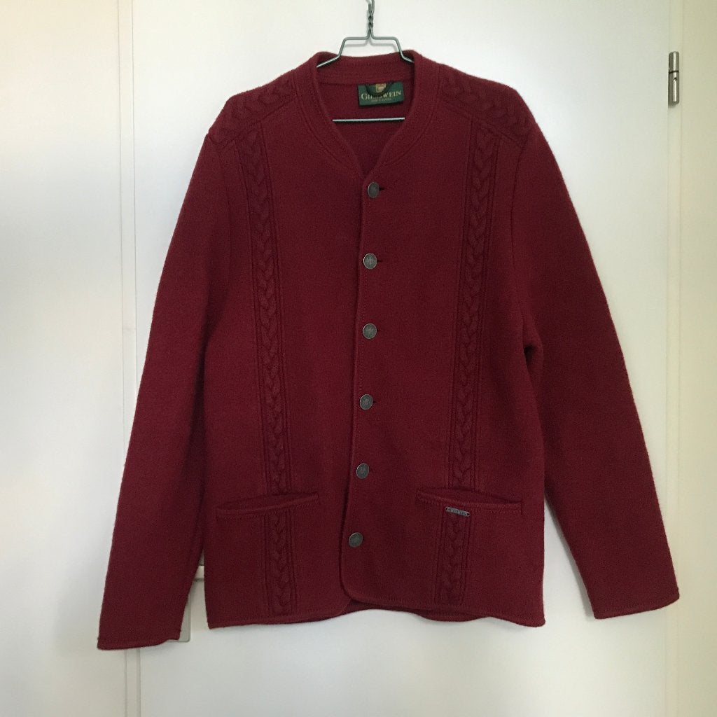 Giesswein gekookte wol wollen jas maat L-XL rood, Verzenden, Zo goed als nieuw, Maat 42/44 (L), Rood