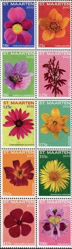 St Maarten 65/74 postfris Bloemen 2012, Postzegels en Munten, Postzegels | Nederlandse Antillen en Aruba, Ophalen of Verzenden
