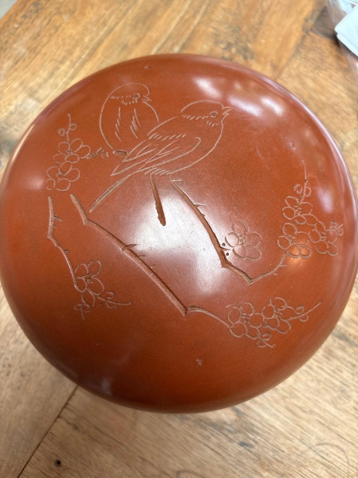 Vintage Chinese doos met vogel- en bloesemdecoratie, Antiek en Kunst, Ophalen of Verzenden