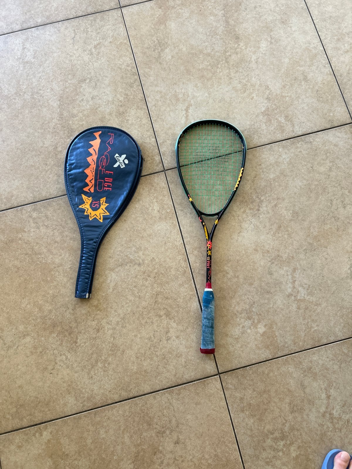 Squashracket Rage Edge XS met hoes, Ophalen, Gebruikt, Racket, Met hoes