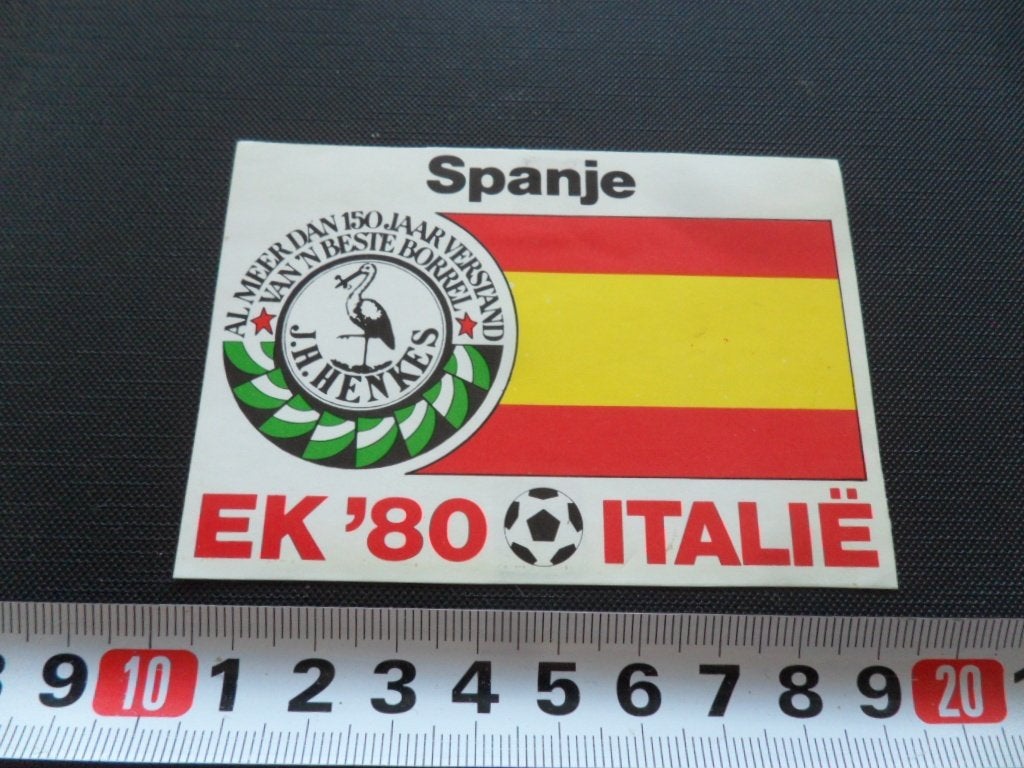 sticker EK '80 Italië  Spanje  Henkes jenever, Ophalen, Zo goed als nieuw