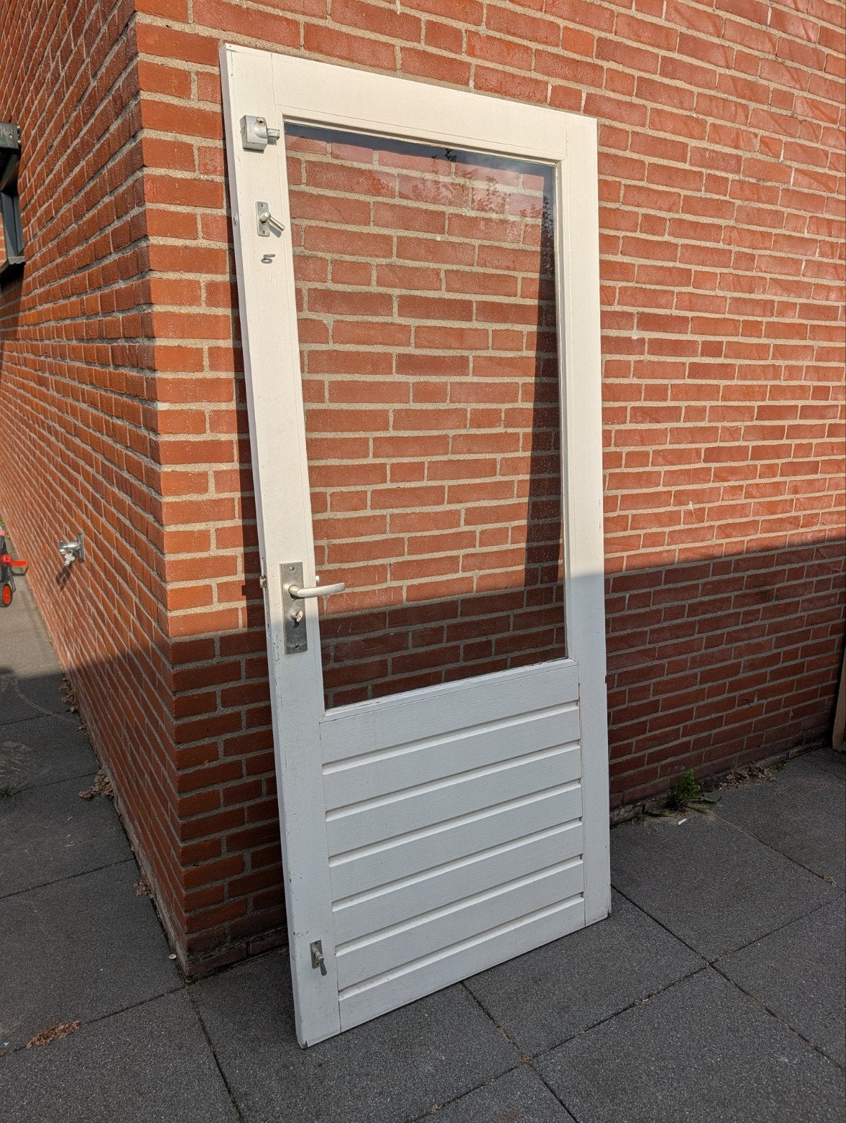 Hardhouten tuindeur, Ophalen, 80 tot 100 cm, 200 tot 215 cm, Glas