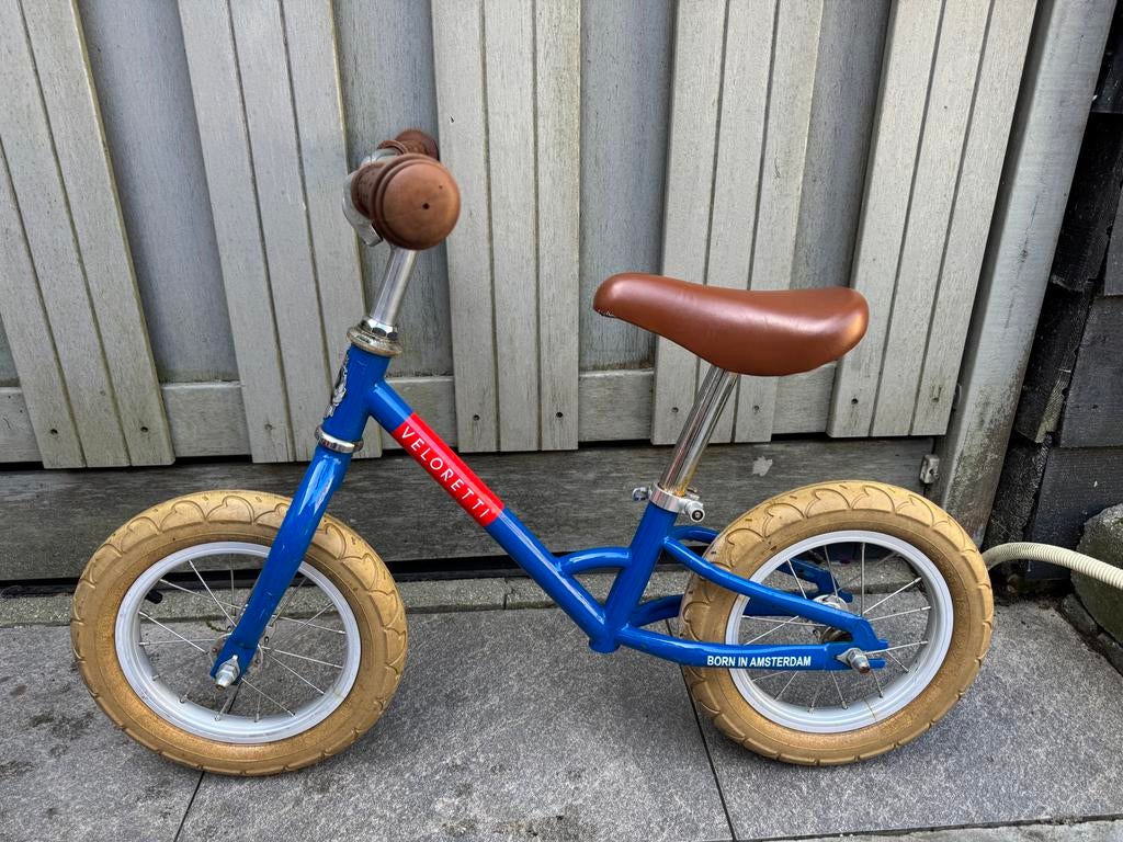 Veloretti loopfiets blauw - 12 inch, Fietsen en Brommers, Fietsen | Kinderfietsjes, Gebruikt, Minder dan 16 inch, Velgrem, Ophalen