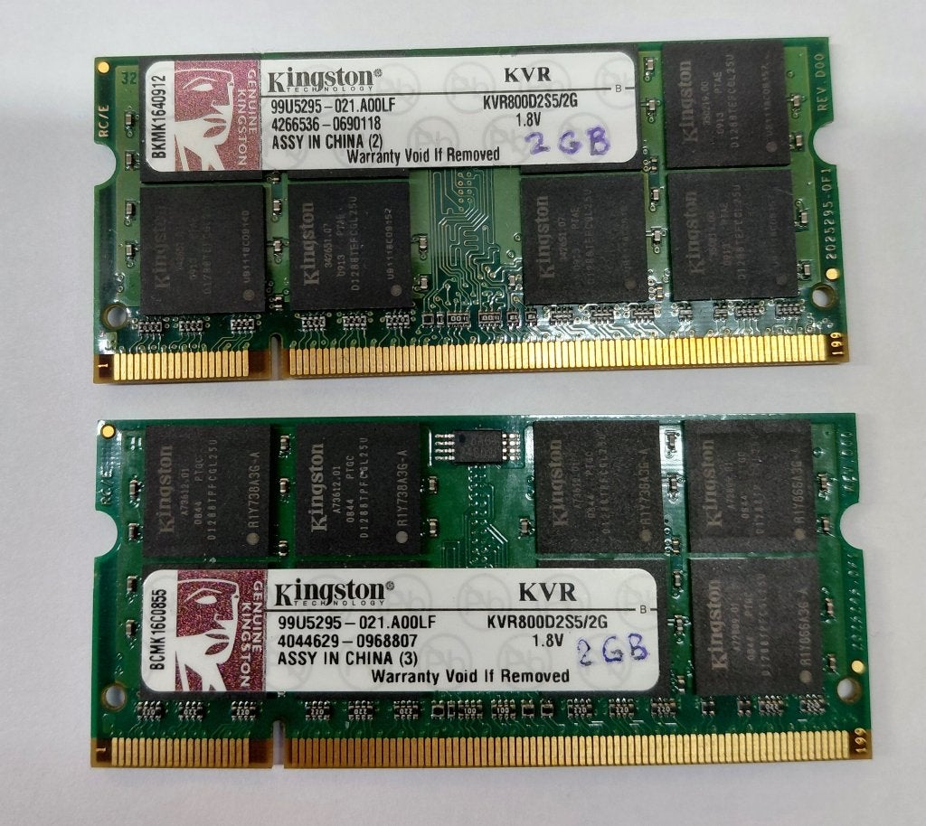Kingston 2x2Gb (4GB totaal) geheugenmodules (Laptop), Gebruikt, DDR3, Ophalen of Verzenden, Laptop