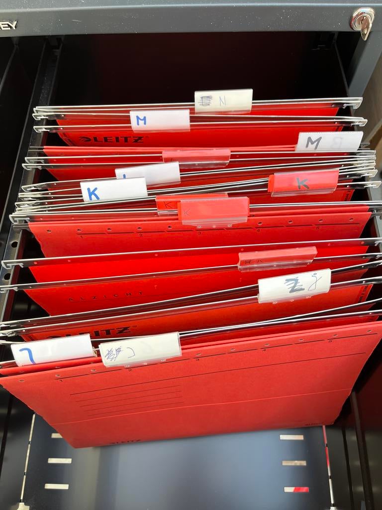 34 Leitz Hangmappen met alfabetische tabbladen, Diversen, Bureau-accessoires, Gebruikt, Ophalen