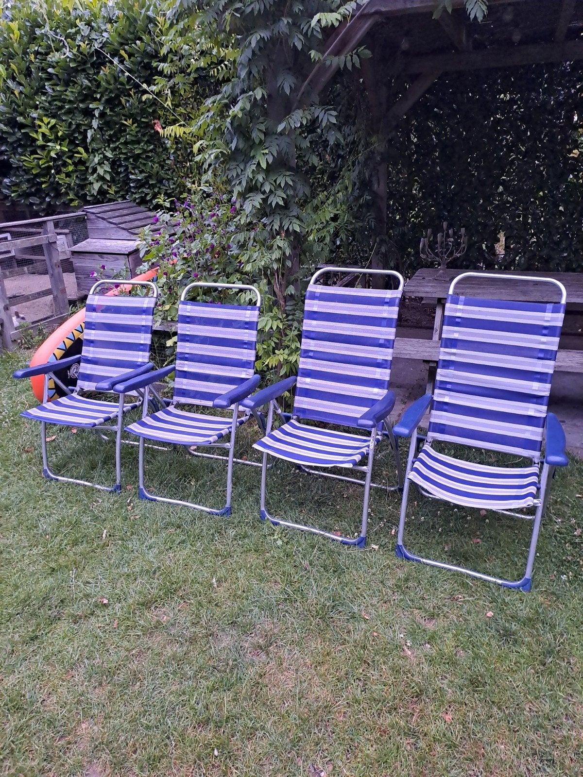 4 kampeerstoelen verstelbaar en opklapbaar, Caravans en Kamperen, Ophalen, Gebruikt, Campingstoel