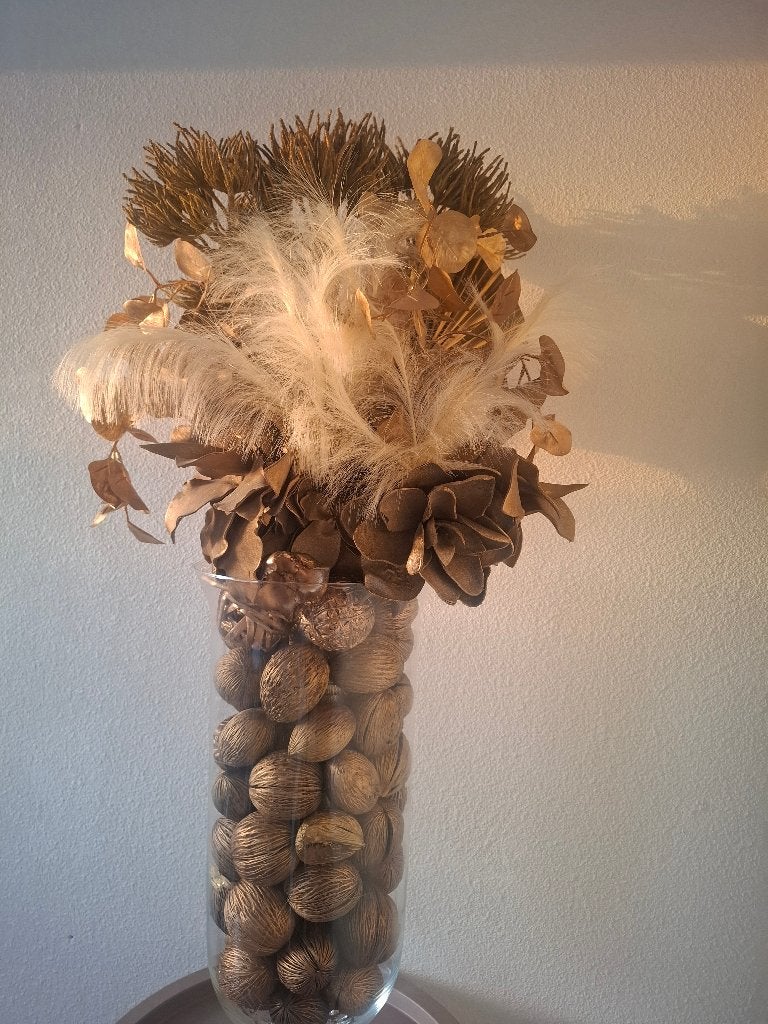 Kunstbloemen met grote vaas, Ophalen of Verzenden, Zo goed als nieuw