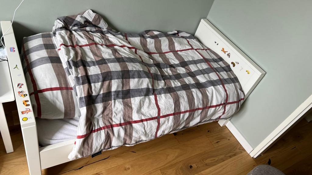Bopita peuterbed met lade en lattenbodem, Ophalen, Gebruikt, Wit, 190 cm of minder