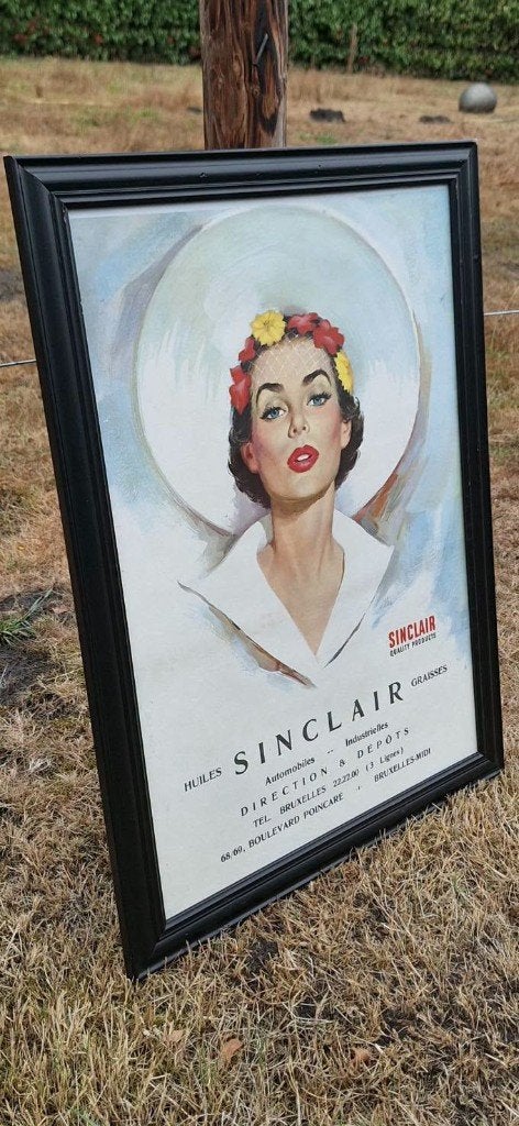 Vintage pin-up reclame poster Sinclair olie️️ ️⛽️ nr.2, Verzamelen, Ophalen, Reclamebord, Gebruikt, .
