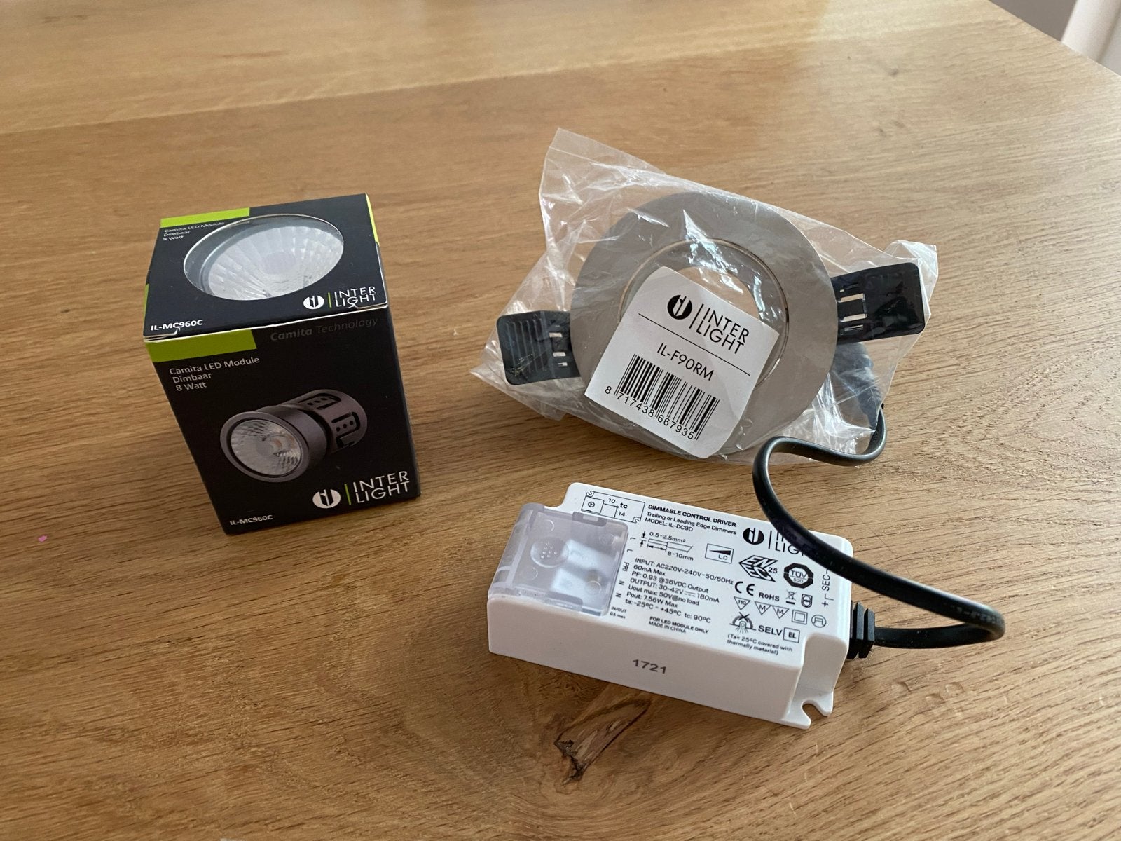 Interlight LED Inbouwspot Set - Dimbaar, 8W, 2700K, Nieuw, Overige fittingen, Ophalen of Verzenden, Inbouwspot