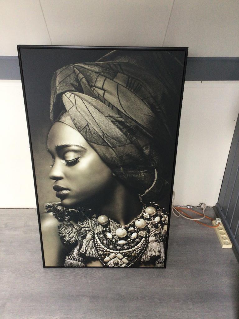 Schilderij Afrikaanse vrouw, Ophalen, Zo goed als nieuw, Schilderij, 75 cm of meer