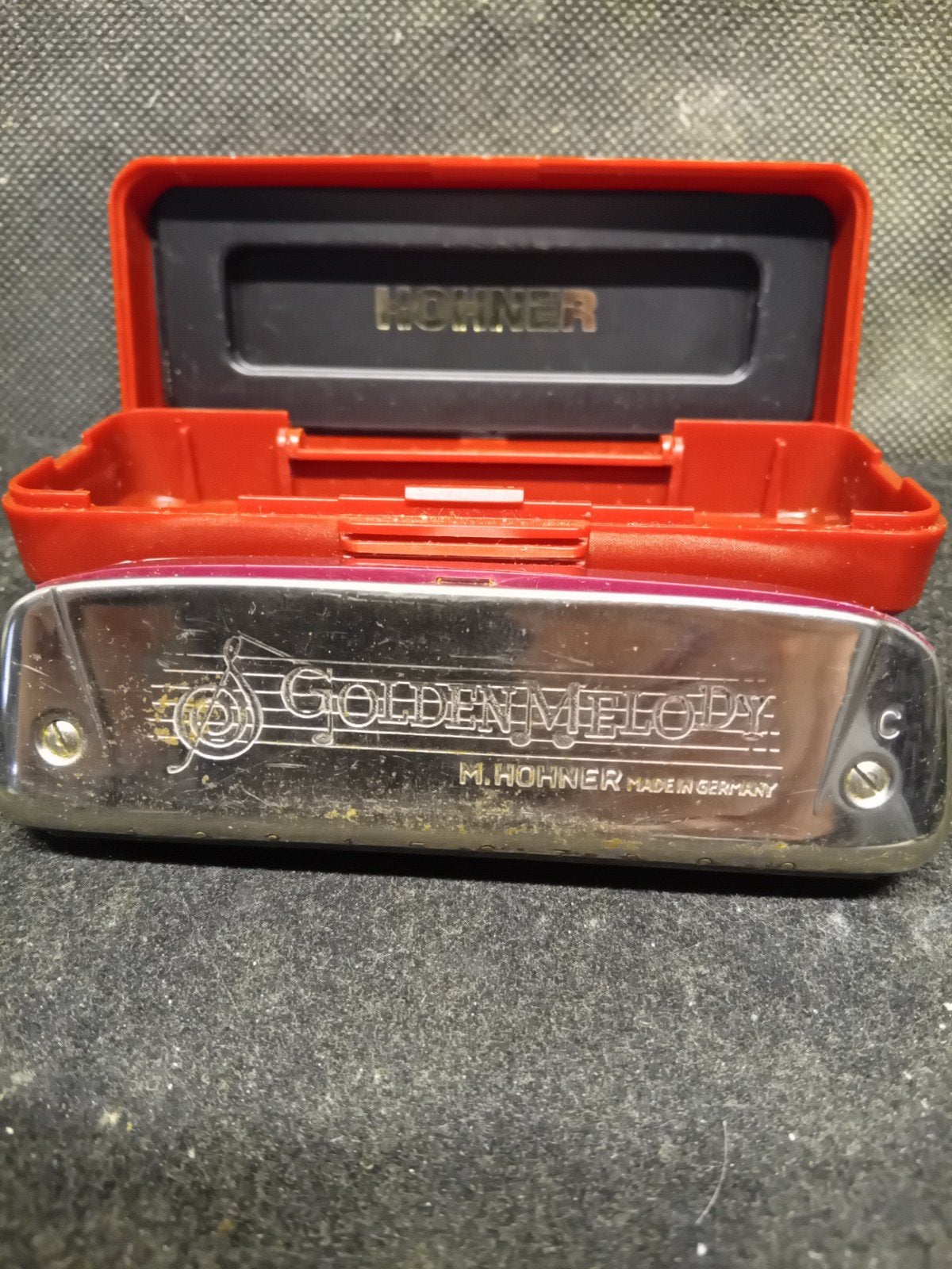 HOHNER GOLDEN MELODY. Vintage mondharmonica met doosje, Muziek en Instrumenten, Ophalen of Verzenden, Gebruikt, C-mondharmonica