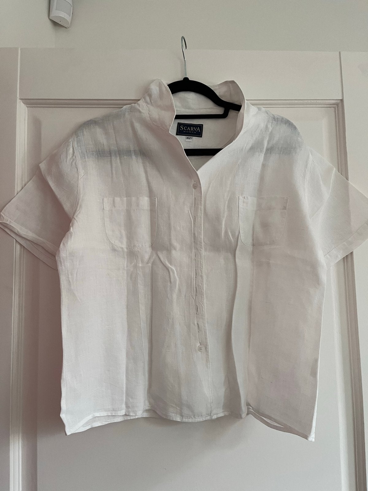 Witte linnen blouse Scarva Women maat 42/L, Ophalen of Verzenden, Zo goed als nieuw, Maat 42/44 (L), Wit