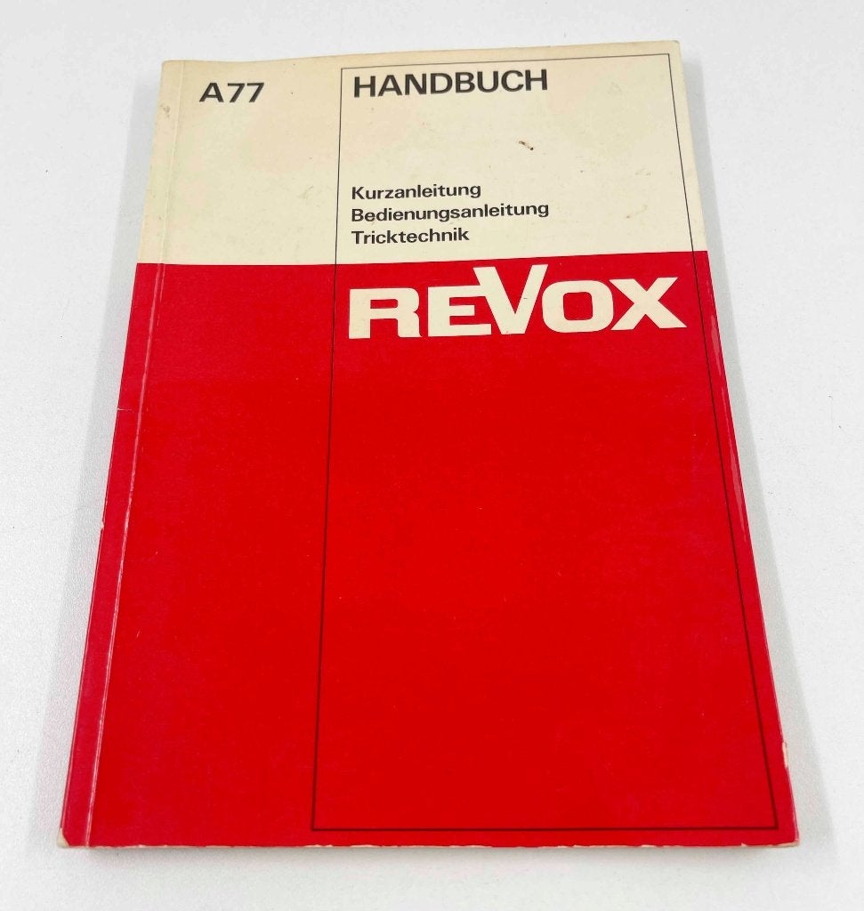 Revox A77 – Originele handleiding, N, N, Ophalen of Verzenden, Bandrecorder