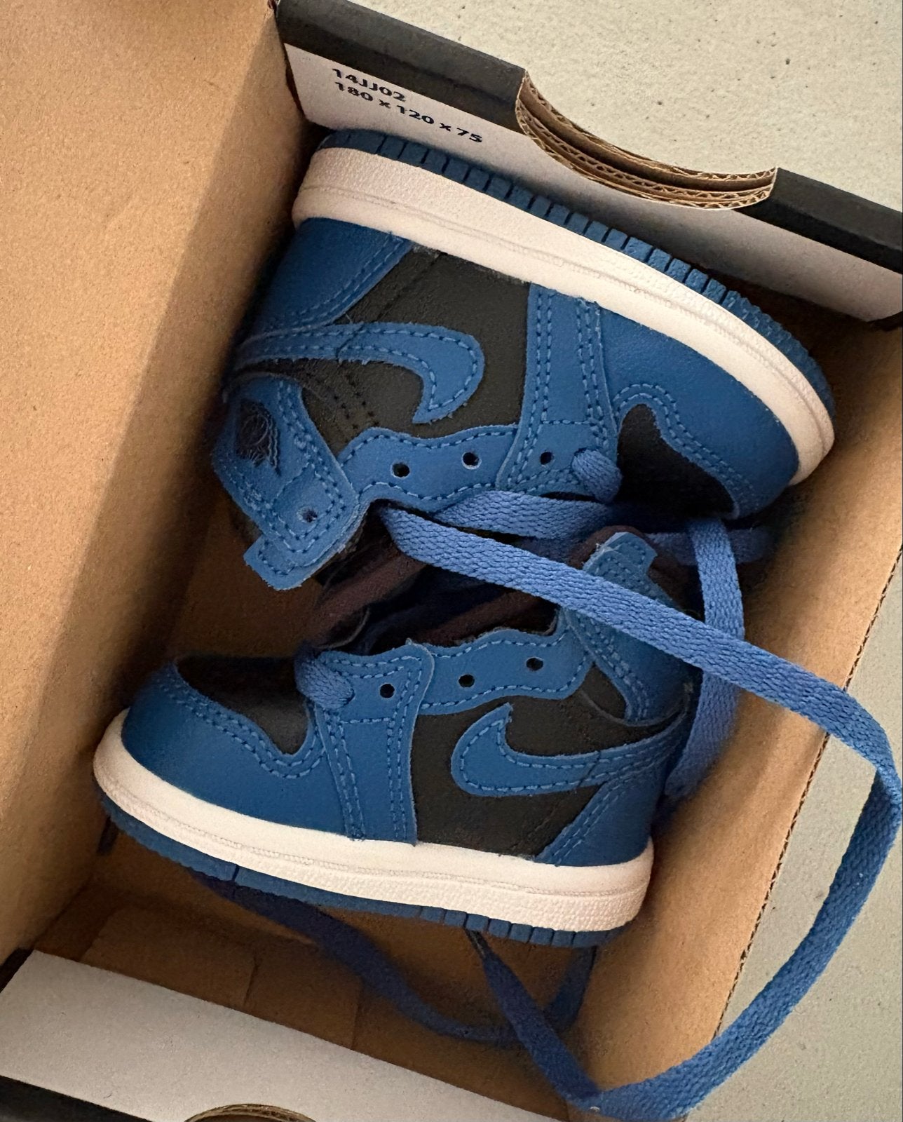 Jordan 1 Retro High OG (TD) - DK Marina Blue/Black-White, Ophalen of Verzenden, Nieuw, Jongen of Meisje, Schoenen