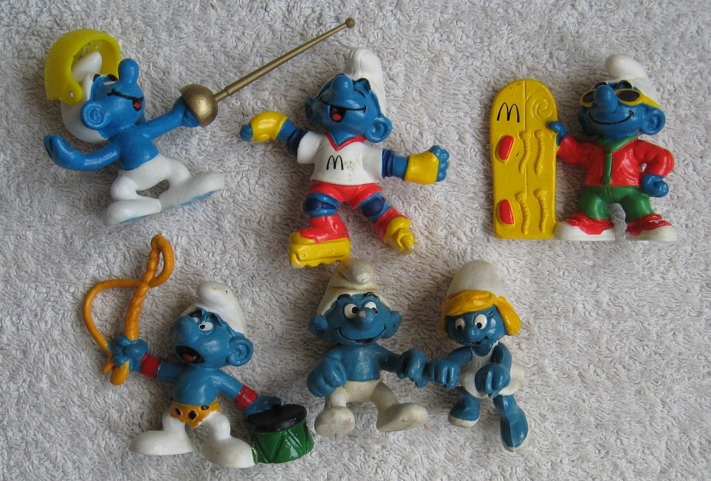 (Peyo) 2 McDonalds Smurfenpopjes '97 (evt 1 McD & 4 andere), Verzamelen, Smurfen, Ophalen of Verzenden, Gebruikt, Verschillende Smurfen