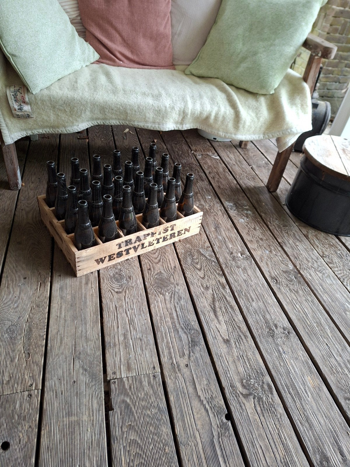 Vintage Westvleteren bierkrat met lege flessen, Ophalen of Verzenden