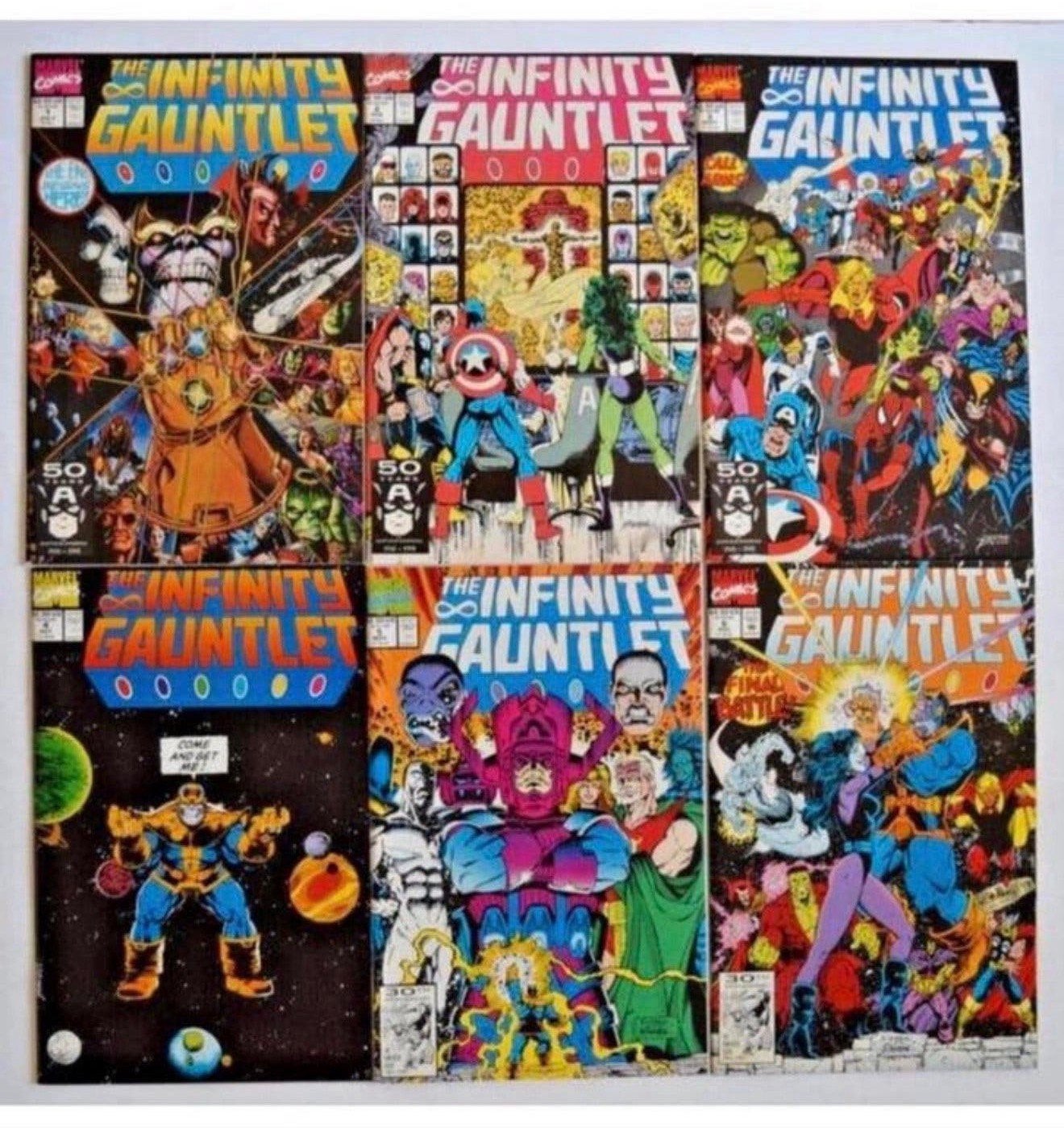 The Infinity Gauntlet #1-6 comics Near Mint Jim Starlin 1991, Amerika, Complete serie of reeks, Ophalen of Verzenden, Zo goed als nieuw