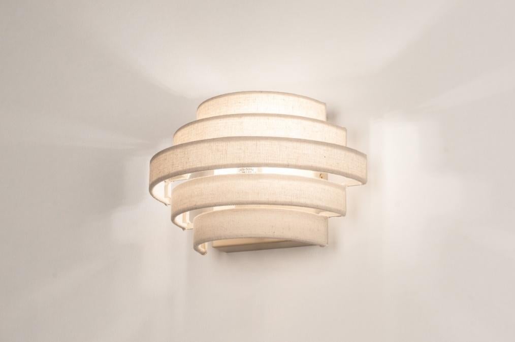 wandlamp japandi linnen zand beige bank bed hanglamp lamp, Ophalen of Verzenden, Nieuw, Beige, Rond