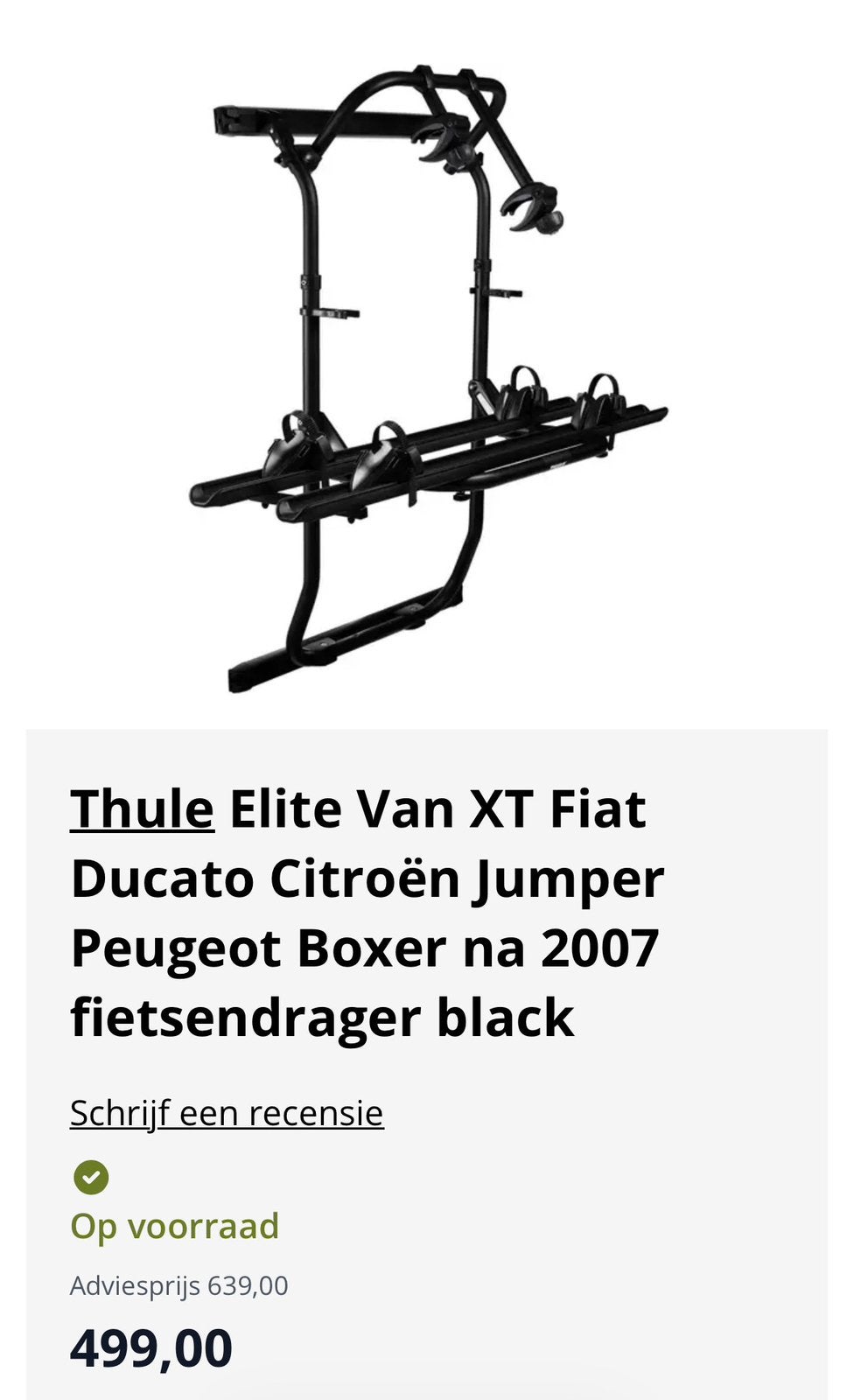 Thule Elite Van XT fietsendrager – 2 fietsen – buscamper, Auto diversen, Ophalen, Zo goed als nieuw, Achterklepdrager