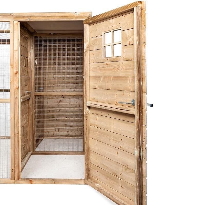 Volière Jesse met een dichte sluis en nachthok, Ophalen of Verzenden, Nieuw, Hout, Volière