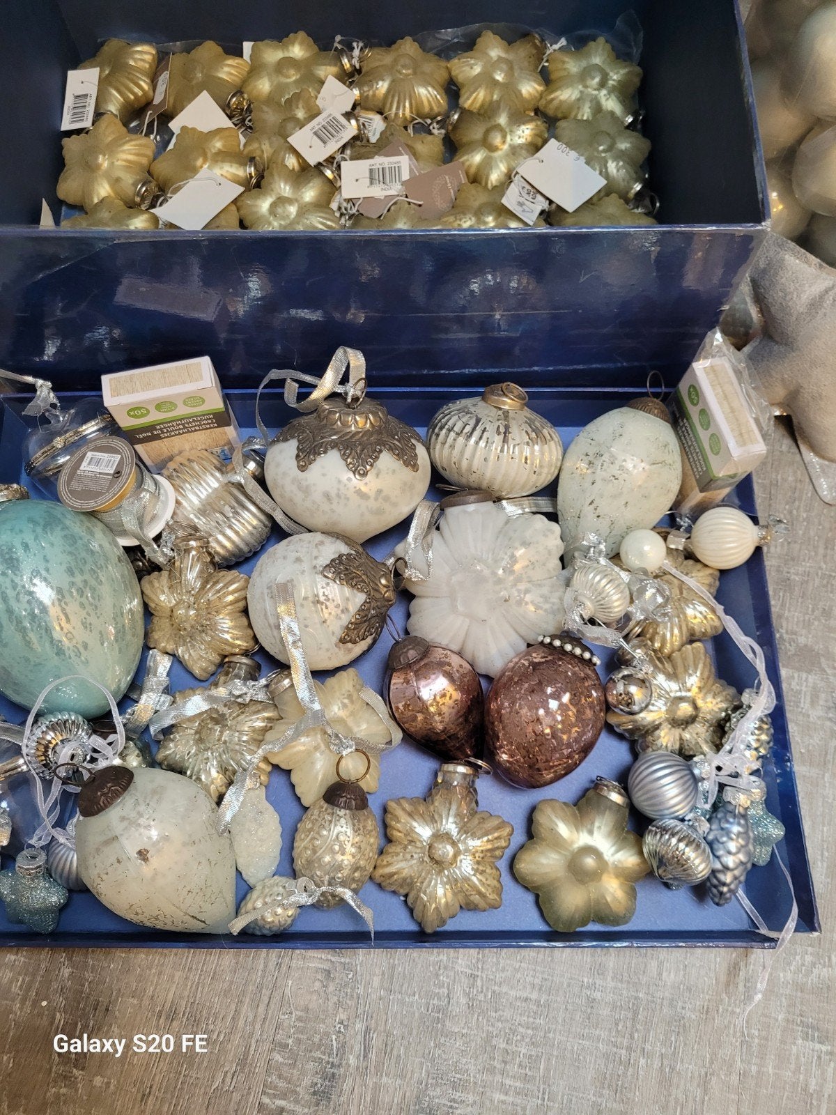 prachtige partij brocante glazen kerstdecoratie- ornamenten, Ophalen, Zo goed als nieuw