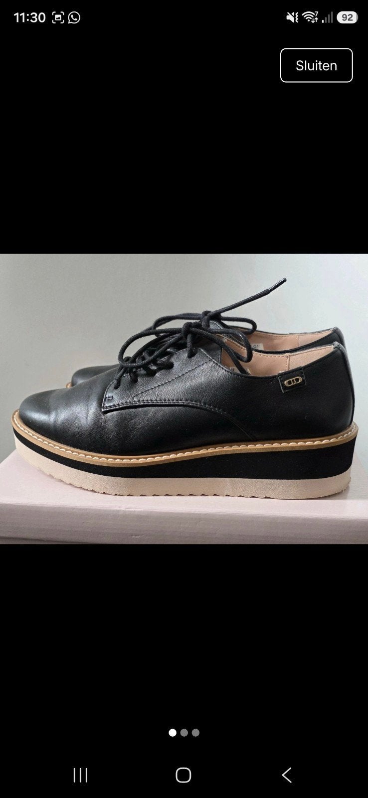 Dune London Zwarte Klassieke Leren Schoenen Maat 38, Schoenen met lage hakken, Zwart, Ophalen of Verzenden, Dune London