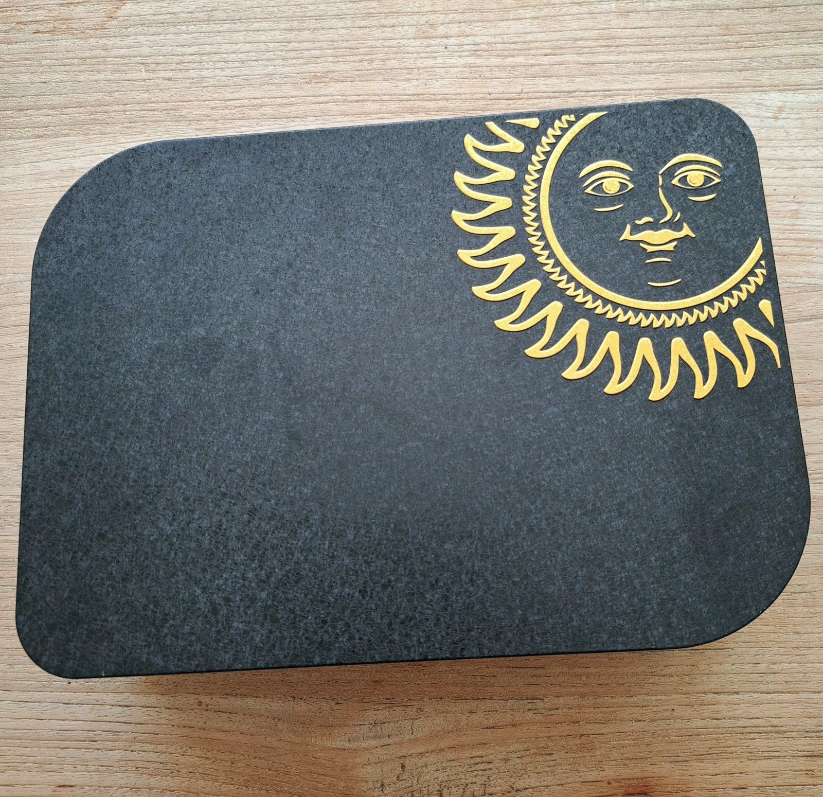 Zwart BLIK met gouden zon design, Ophalen of Verzenden, Gebruikt, Overige, Overige merken