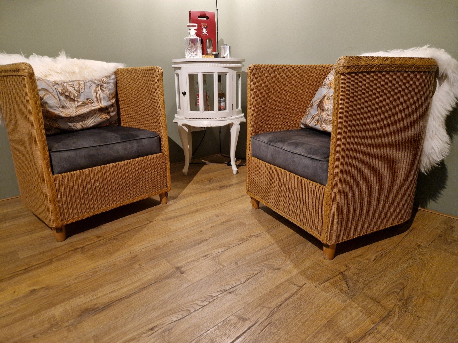 Lloyd Loom fauteuils - set van 2, Huis en Inrichting, Stoelen, Twee, Bruin, Riet of Rotan, Ophalen of Verzenden